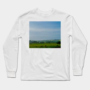 Farm with grazing cattle Long Sleeve T-Shirt